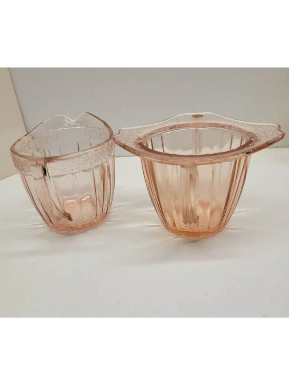 Jeannette Vintage Pink Depression Glass Adam Sugar Bowl & Creamer Set